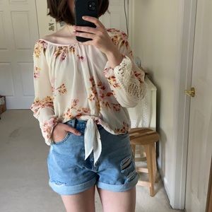 Boho Floral Lace Flowy Blouse